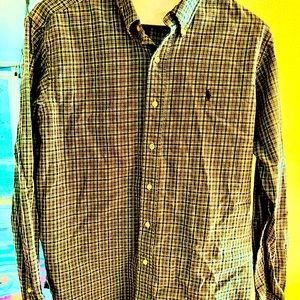 Long sleeve Polo button down dress shirt by Ralph Lauren. Classic fit. Large.